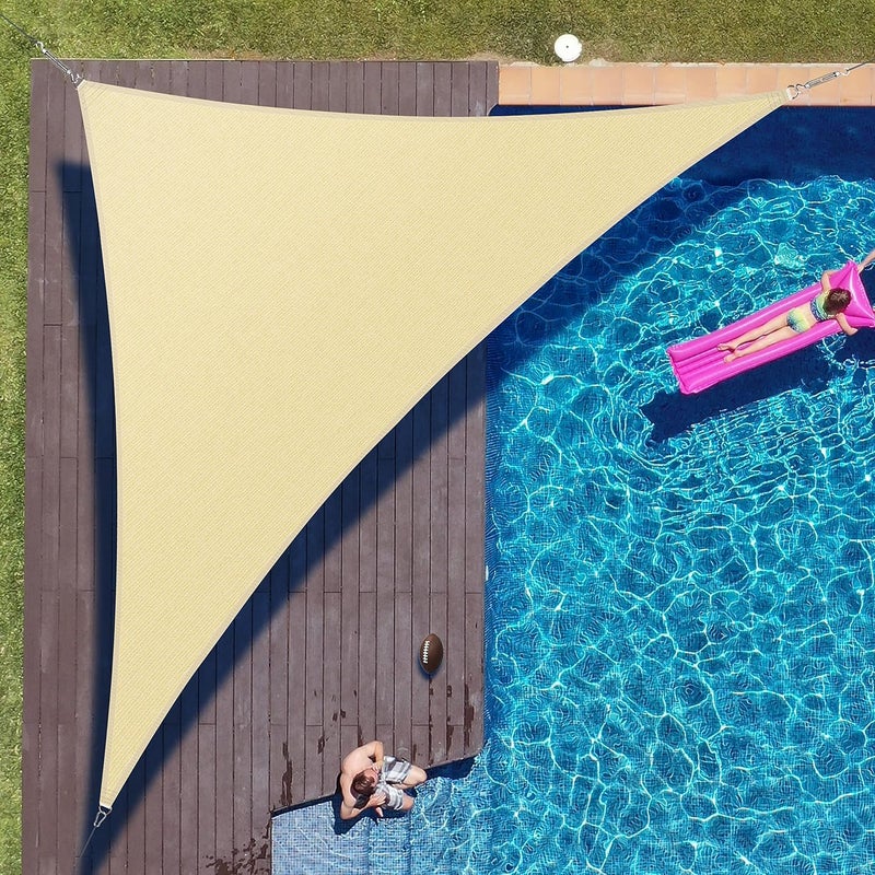 ColourTree 16' x 16' x 22' Beige Sun Shade Sail Right Triangle Canopy - UV Block UPF50, Water Permeable, Heavy Duty Awning for Patio, Garden, Outdoor, Backyard, Yard (We Make Custom Size) - Image 1